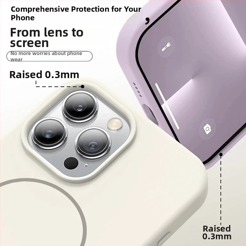 Кейс от течен силикон за iPhone 11–14 серия с магнитно задържане, удароустойчив, разсейване на топлината, антиотпечатъци, спрей покритие