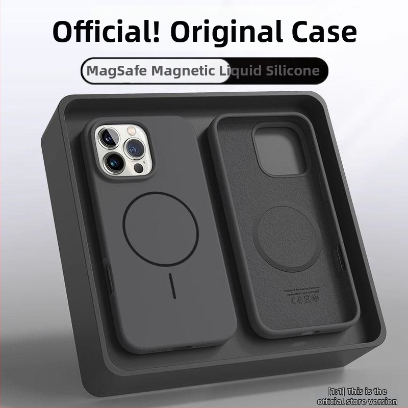 Folyékony szilikon tok iPhone 11–14 sorozathoz mágneses rögzítéssel, ütésálló, hőelvezetés, ujjnyom-mentes, spray felület