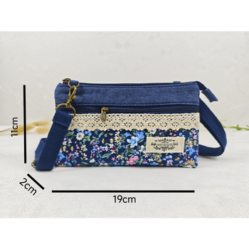 Pamukova crossbody torba za slobodno vrijeme, vodoravni kvadratni oblik, zatvarač, džep za telefon