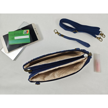 Pamukova crossbody torba za slobodno vrijeme, vodoravni kvadratni oblik, zatvarač, džep za telefon