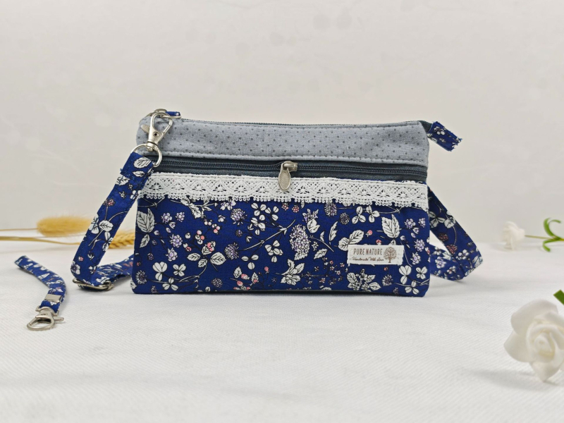 Pamukova crossbody torba za slobodno vrijeme, vodoravni kvadratni oblik, zatvarač, džep za telefon