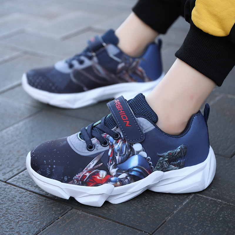 Detské sieťové tenisky, ľahké, unisex, karikatúrny vzor, gumová podrážka, zapínanie na suchý zips