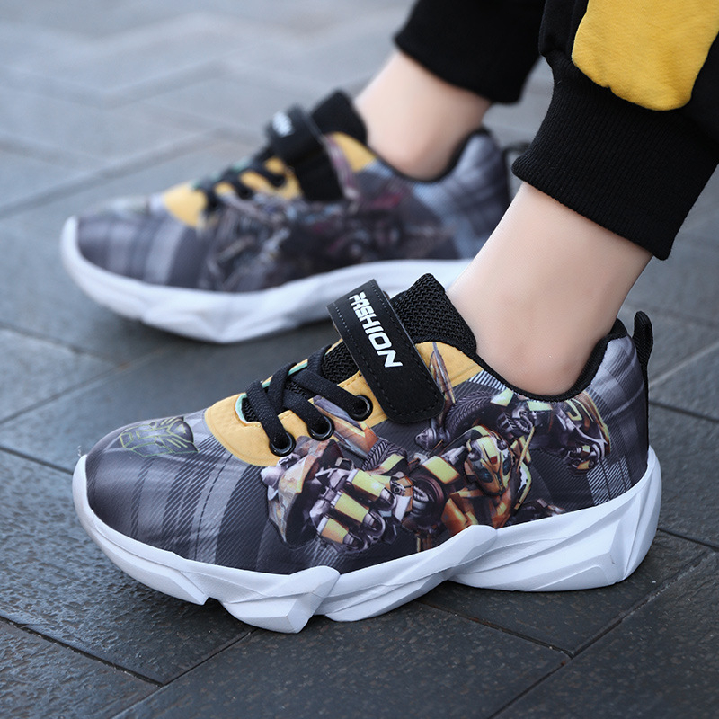 Detské sieťové tenisky, ľahké, unisex, karikatúrny vzor, gumová podrážka, zapínanie na suchý zips