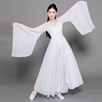 Klasični plesni kostim za žene, kineskog stila, tkanina od najlona i lana, vinilon detalji, proljeće 2023