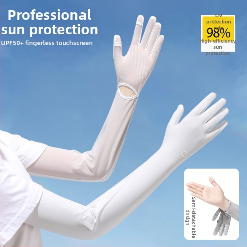 Найлонови ръкавели за слънцезащита за жени, дишащи и ледено охлаждащи, свободни, UV-защита, антихлъзгащи, съвместими със сензорен екран, за шофиране на открито
