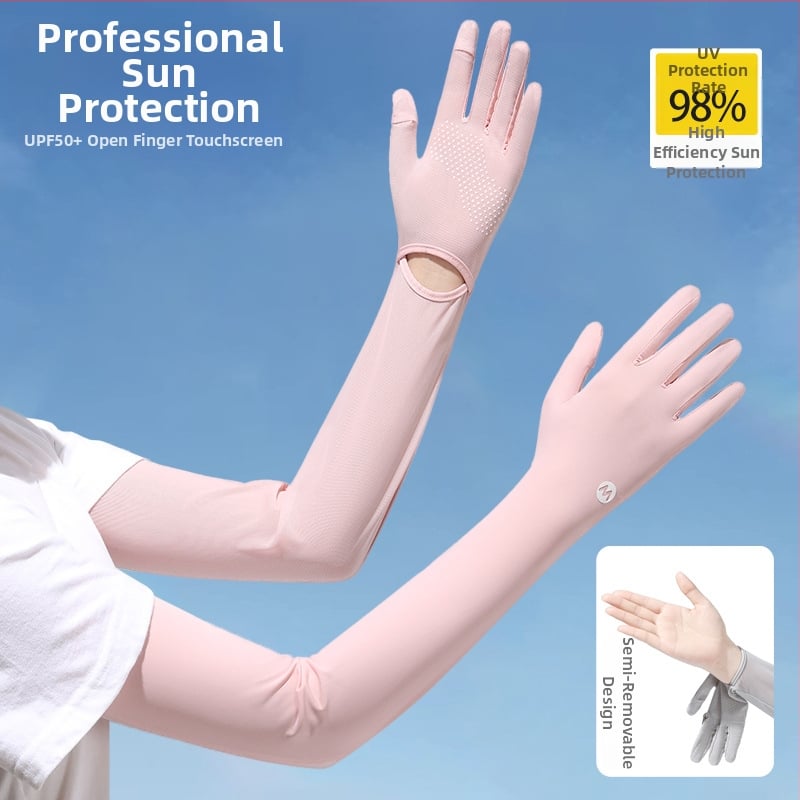 Найлонови ръкавели за слънцезащита за жени, дишащи и ледено охлаждащи, свободни, UV-защита, антихлъзгащи, съвместими със сензорен екран, за шофиране на открито
