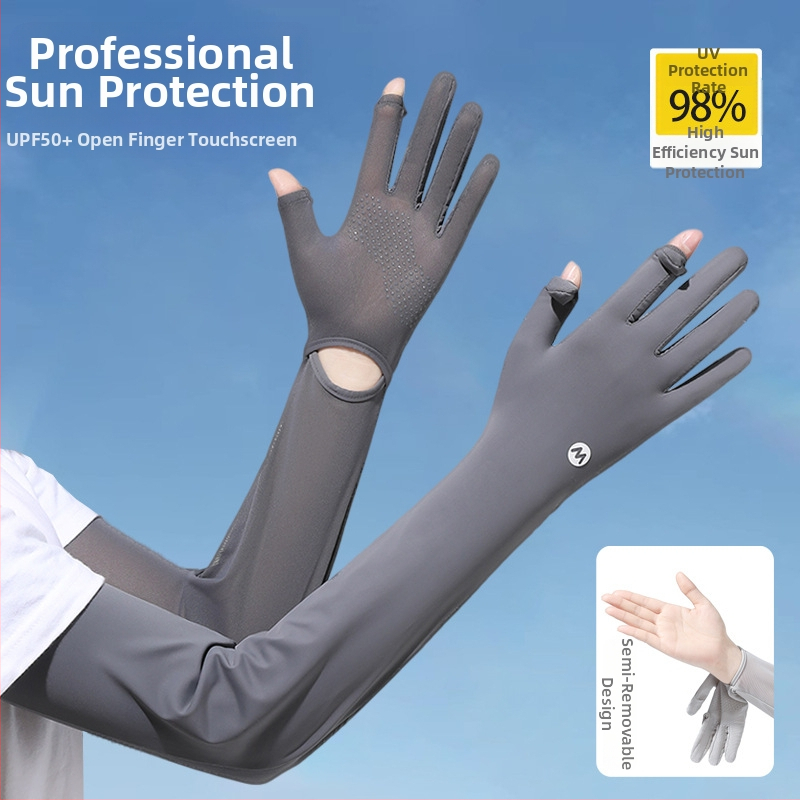 Найлонови ръкавели за слънцезащита за жени, дишащи и ледено охлаждащи, свободни, UV-защита, антихлъзгащи, съвместими със сензорен екран, за шофиране на открито