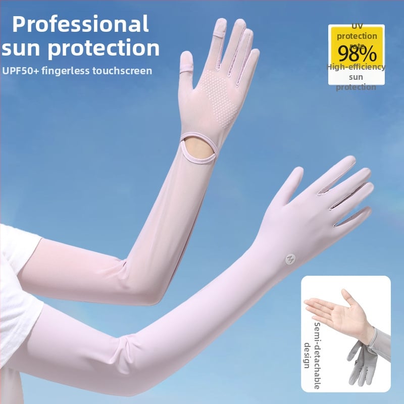 Найлонови ръкавели за слънцезащита за жени, дишащи и ледено охлаждащи, свободни, UV-защита, антихлъзгащи, съвместими със сензорен екран, за шофиране на открито