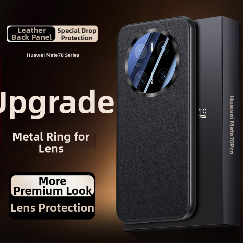 Obal Huawei Mate70 Pro z umelej kože, s plným krytím objektívu, reliéfny dizajn, odolný proti nárazom, proti otlačkom prstov