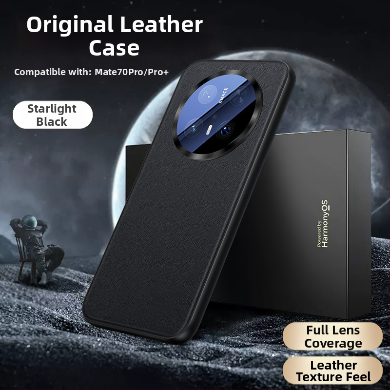Obal Huawei Mate70 Pro z umelej kože, s plným krytím objektívu, reliéfny dizajn, odolný proti nárazom, proti otlačkom prstov