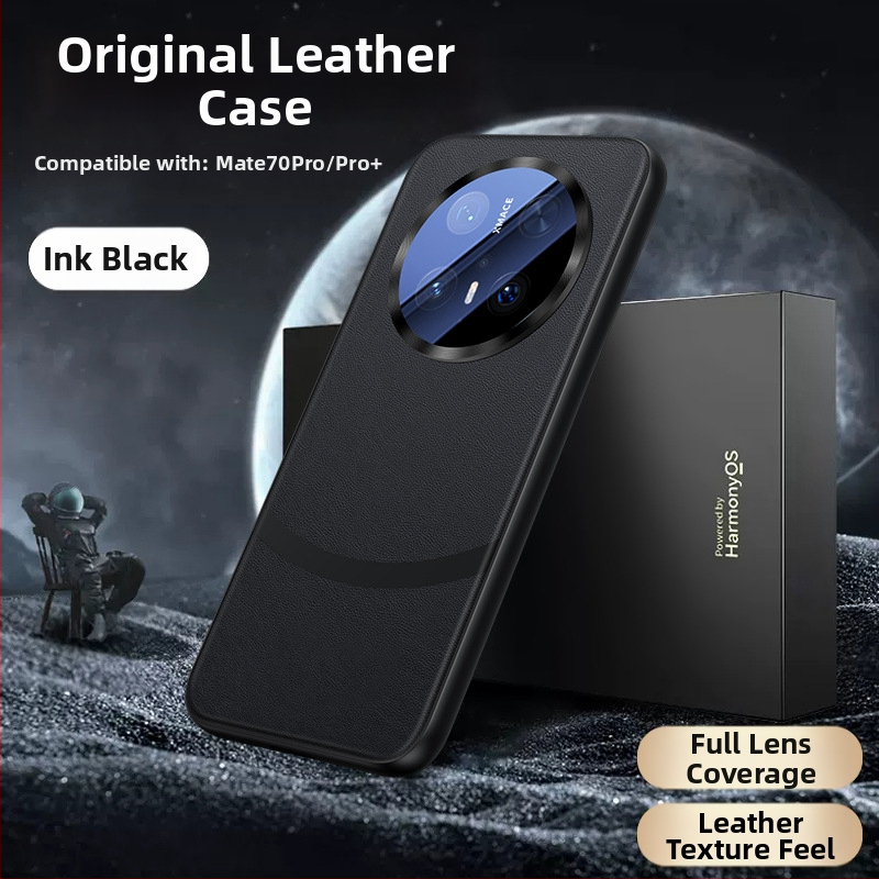 Obal Huawei Mate70 Pro z umelej kože, s plným krytím objektívu, reliéfny dizajn, odolný proti nárazom, proti otlačkom prstov