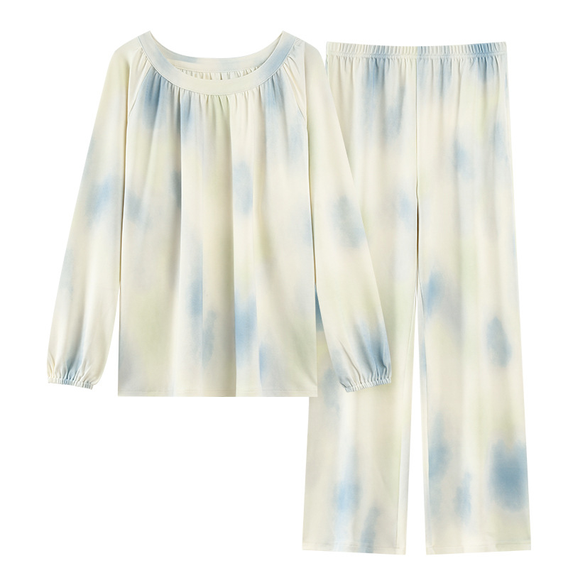 Σετ πιτζάμες από καθαρό βαμβάκι, μακριές μανίκια, στρογγυλή λαιμόκοψη, αντιβακτηριακό και αναπνεύσιμο, μεσαίου βάρους 181–200 g/m², κατάλληλο για άνοιξη και φθινόπωρο, για σπίτι και εξωτερικούς χώρους.