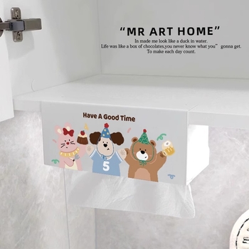 Cutie pentru șervete de bucătărie agățată cu design desen animat — pătrată, oțel cu carbon, rezistentă la umezeală, stil modern minimalist, brand Mr. art