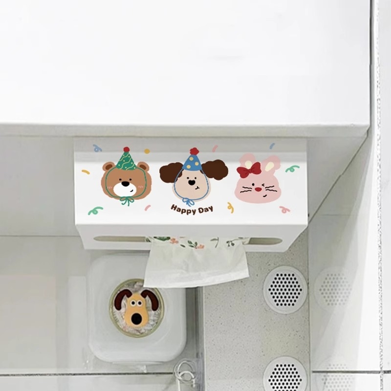 Cutie pentru șervete de bucătărie agățată cu design desen animat — pătrată, oțel cu carbon, rezistentă la umezeală, stil modern minimalist, brand Mr. art