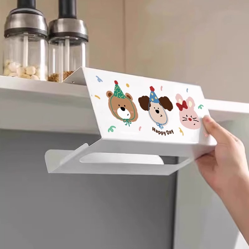 Cutie pentru șervete de bucătărie agățată cu design desen animat — pătrată, oțel cu carbon, rezistentă la umezeală, stil modern minimalist, brand Mr. art