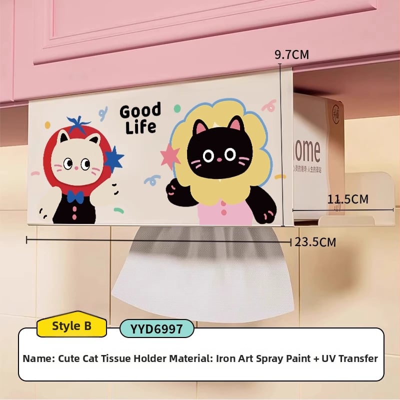 Cutie pentru șervete de bucătărie agățată cu design desen animat — pătrată, oțel cu carbon, rezistentă la umezeală, stil modern minimalist, brand Mr. art