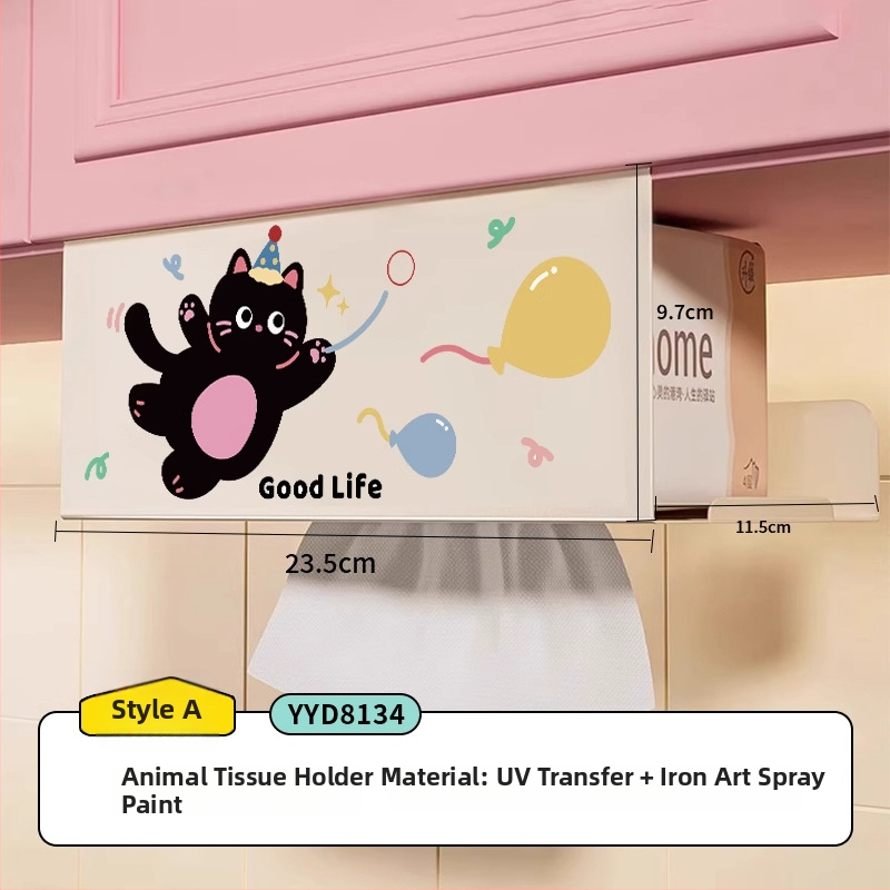 Cutie pentru șervete de bucătărie agățată cu design desen animat — pătrată, oțel cu carbon, rezistentă la umezeală, stil modern minimalist, brand Mr. art