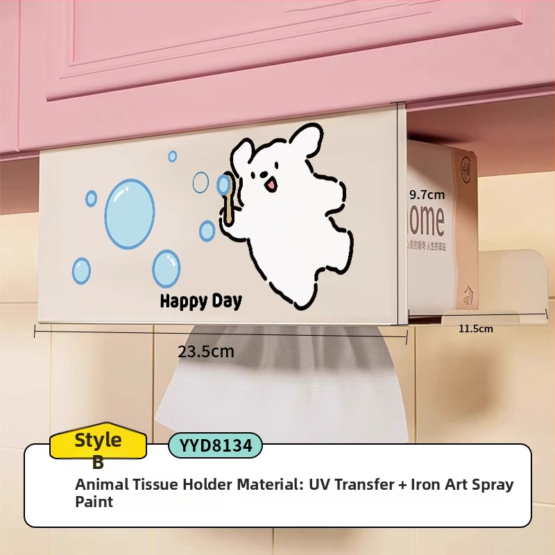 Cutie pentru șervete de bucătărie agățată cu design desen animat — pătrată, oțel cu carbon, rezistentă la umezeală, stil modern minimalist, brand Mr. art