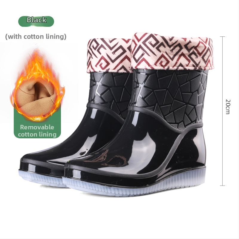Ženske kišne čizme srednje visine, PVC gornji dio, debeli đon, niski pet 1–3 cm, pogodne za četiri sezone (PVC gornji dio; srednje visine čizme; debeli đon; niski pet; četiri sezone)