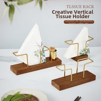 Suport de șervețele din lemn pentru restaurante și cafenele – suport vertical de birou, formă pătrată (Material: Lemn; Finisaj: Lustruit; Aspect: Pătrat; Brand: Lujiang; Stil: Altul)