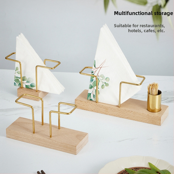 Suport de șervețele din lemn pentru restaurante și cafenele – suport vertical de birou, formă pătrată (Material: Lemn; Finisaj: Lustruit; Aspect: Pătrat; Brand: Lujiang; Stil: Altul)