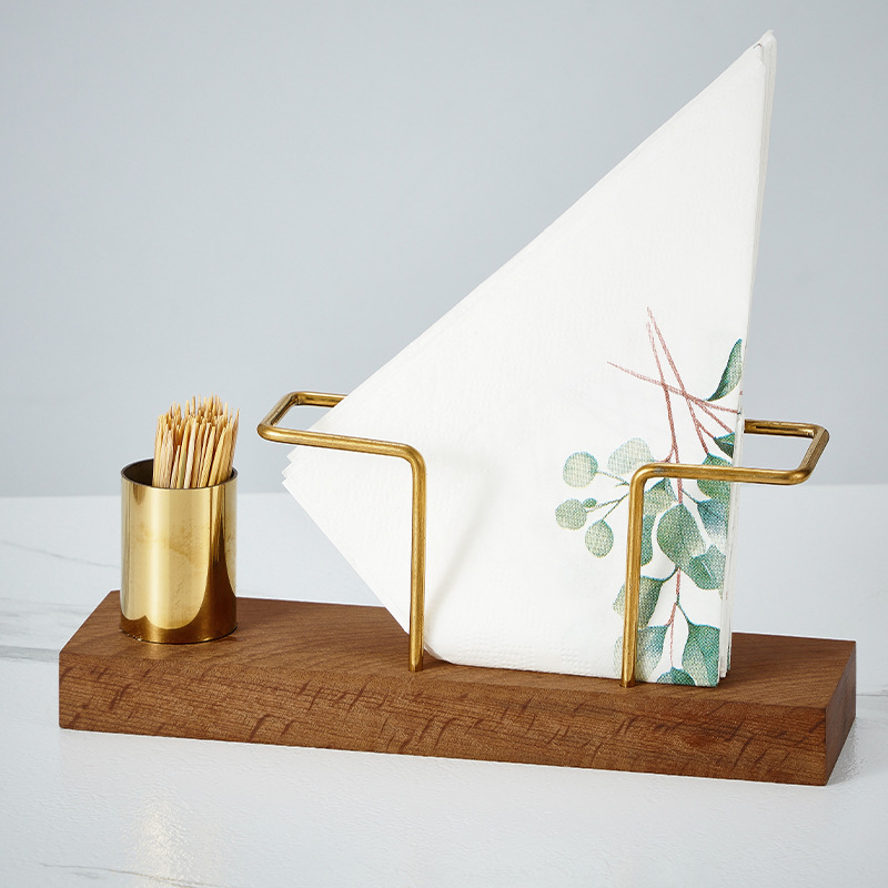 Suport de șervețele din lemn pentru restaurante și cafenele – suport vertical de birou, formă pătrată (Material: Lemn; Finisaj: Lustruit; Aspect: Pătrat; Brand: Lujiang; Stil: Altul)