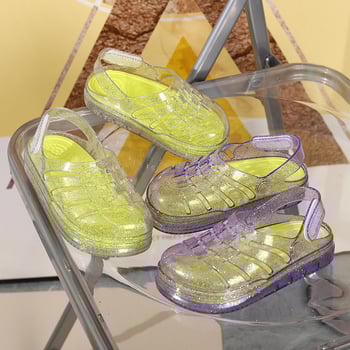 PVC felső- és talpú gyerek nyári papucs, csúszásmentes talp, kockás mintázat, Slip-On, 4–12 éveseknek