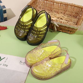 PVC felső- és talpú gyerek nyári papucs, csúszásmentes talp, kockás mintázat, Slip-On, 4–12 éveseknek