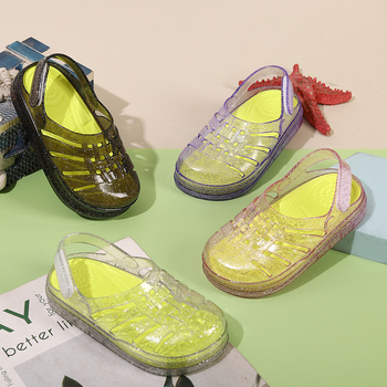 PVC felső- és talpú gyerek nyári papucs, csúszásmentes talp, kockás mintázat, Slip-On, 4–12 éveseknek