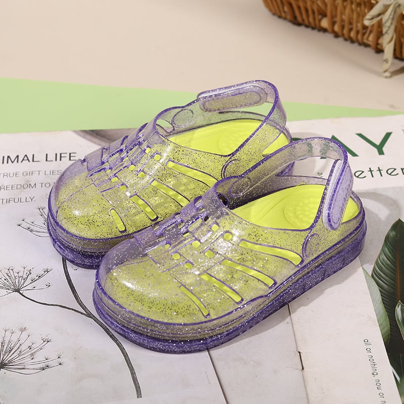 PVC felső- és talpú gyerek nyári papucs, csúszásmentes talp, kockás mintázat, Slip-On, 4–12 éveseknek