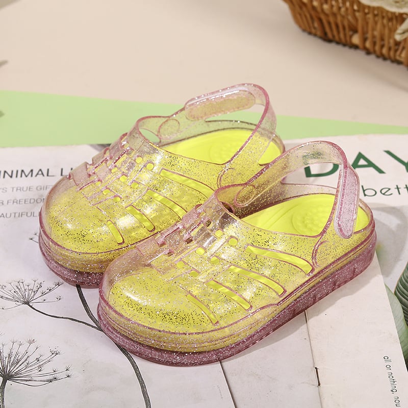 PVC felső- és talpú gyerek nyári papucs, csúszásmentes talp, kockás mintázat, Slip-On, 4–12 éveseknek