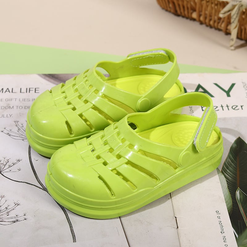 PVC felső- és talpú gyerek nyári papucs, csúszásmentes talp, kockás mintázat, Slip-On, 4–12 éveseknek