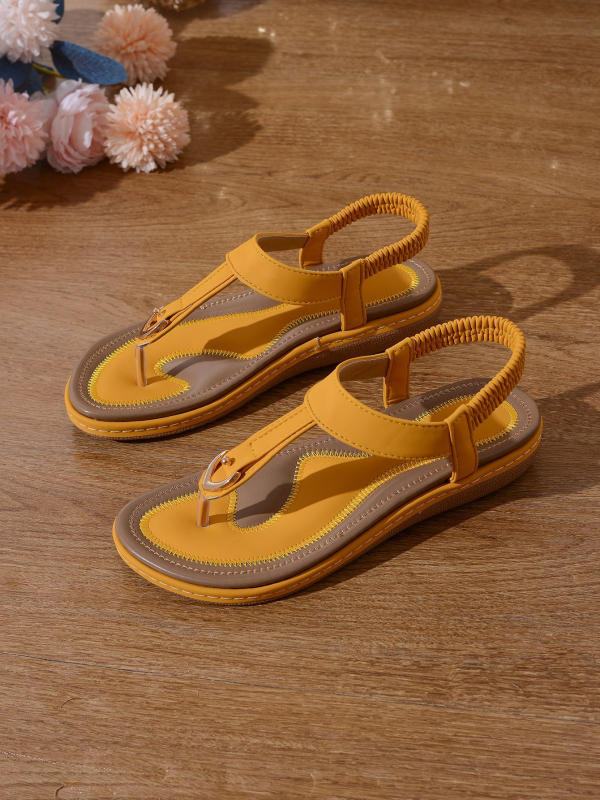 Плажни сандали с PU горна част, подметка TPR, еластичен ластик за обуване, кръгъл нос, презрамка за глезена