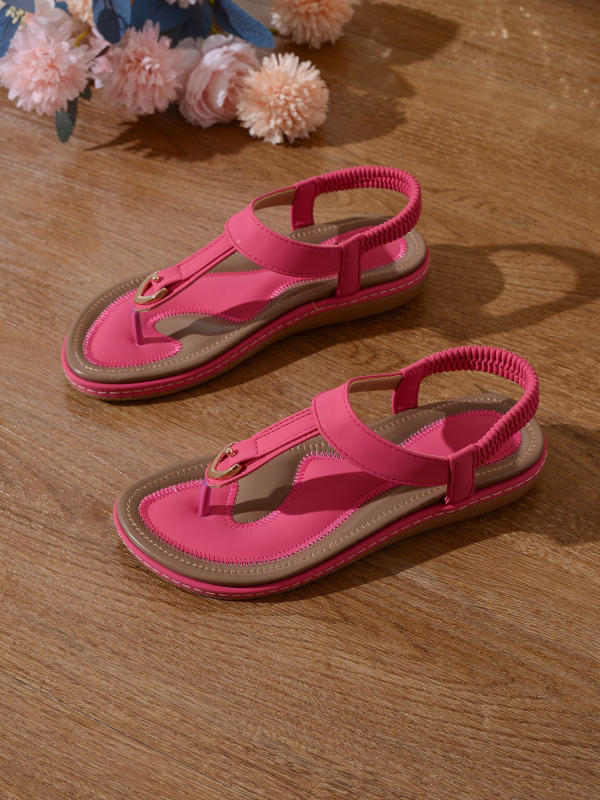 Плажни сандали с PU горна част, подметка TPR, еластичен ластик за обуване, кръгъл нос, презрамка за глезена