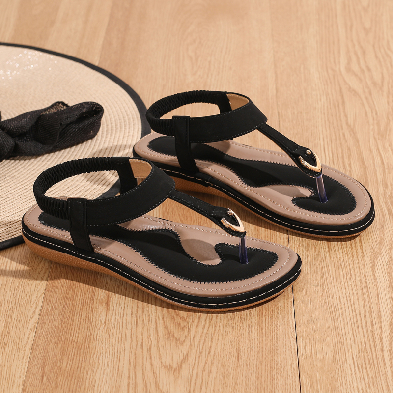 Плажни сандали с PU горна част, подметка TPR, еластичен ластик за обуване, кръгъл нос, презрамка за глезена