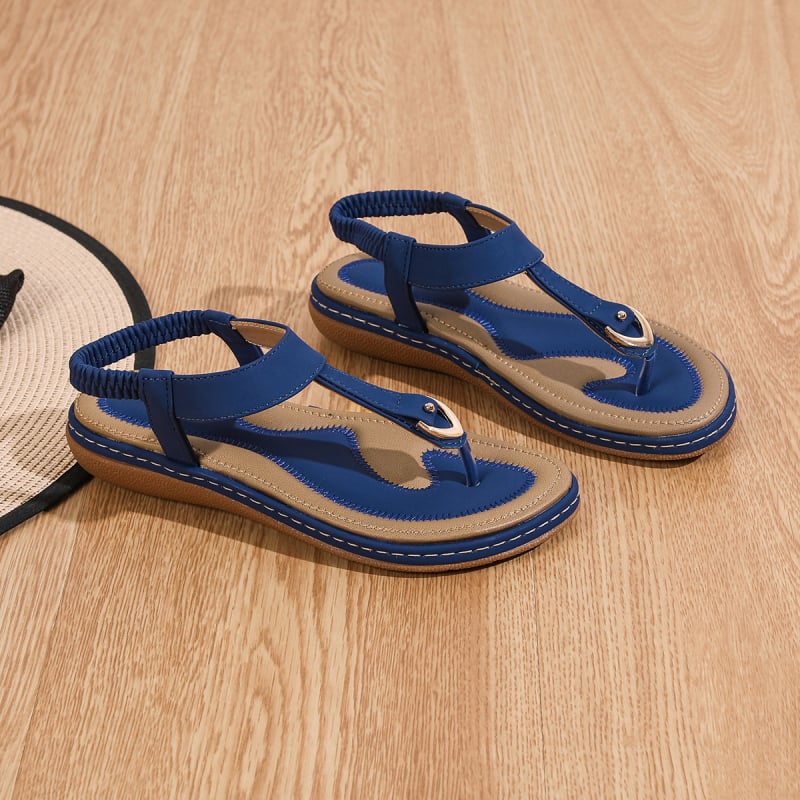 Плажни сандали с PU горна част, подметка TPR, еластичен ластик за обуване, кръгъл нос, презрамка за глезена