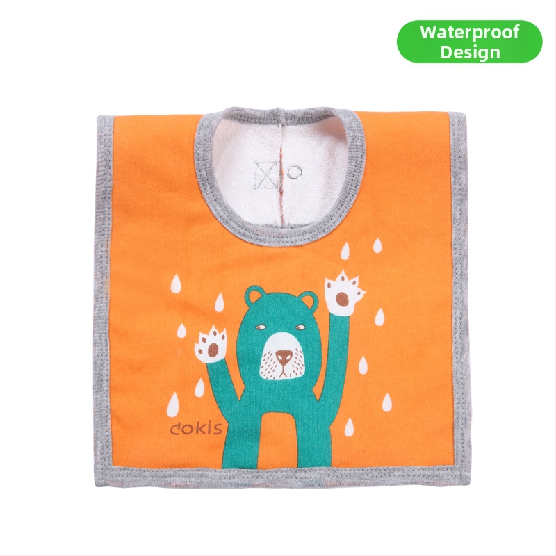 Prosop-bib pentru saliva de bebeluși cu suprafață din bumbac, strat interior impermeabil și partea inferioară din terry, unisex, pentru sugari și copii între 1 și 3 ani