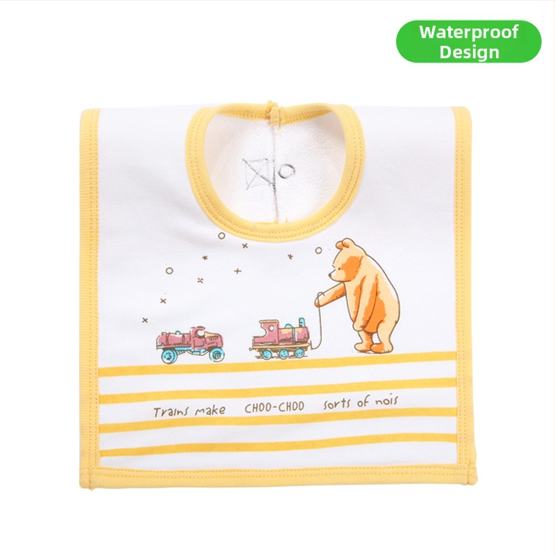 Prosop-bib pentru saliva de bebeluși cu suprafață din bumbac, strat interior impermeabil și partea inferioară din terry, unisex, pentru sugari și copii între 1 și 3 ani