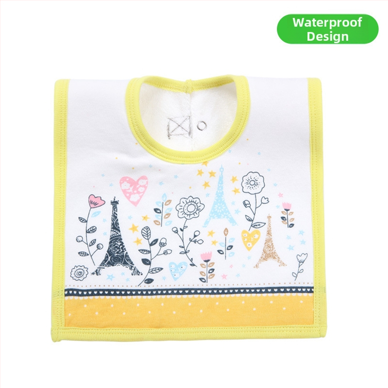 Prosop-bib pentru saliva de bebeluși cu suprafață din bumbac, strat interior impermeabil și partea inferioară din terry, unisex, pentru sugari și copii între 1 și 3 ani