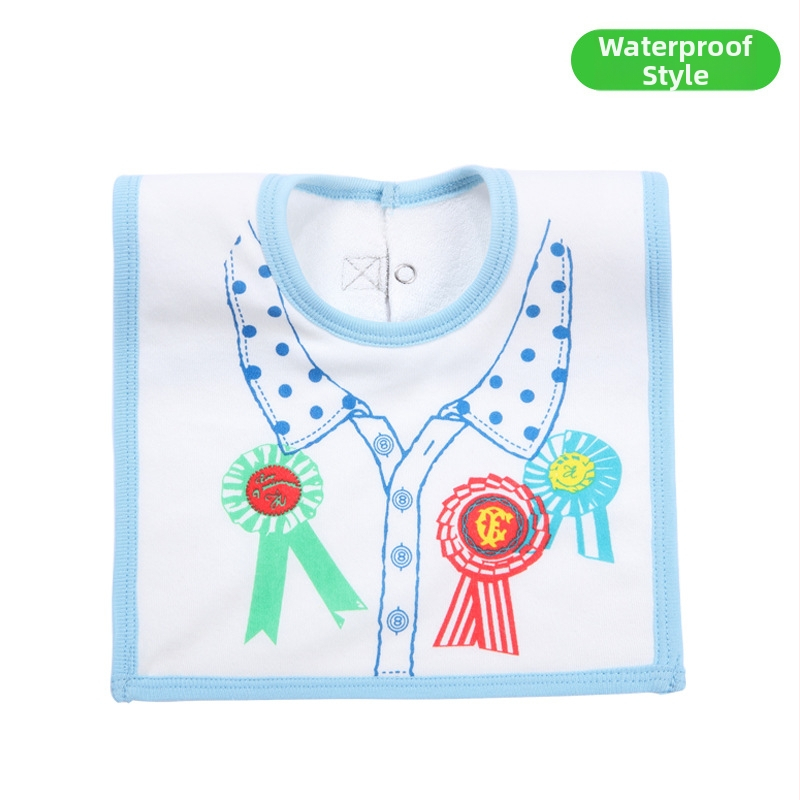 Prosop-bib pentru saliva de bebeluși cu suprafață din bumbac, strat interior impermeabil și partea inferioară din terry, unisex, pentru sugari și copii între 1 și 3 ani