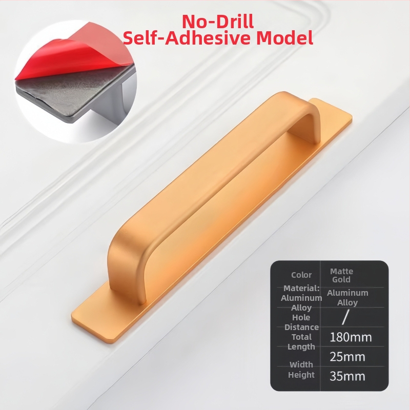 Samoljepljiva kvaka bez bušenja za klizna vrata | aluminijska zlitina • model 1305 • pogodna za klizna vrata, balkone, garderobe, ormariće, TV ormariće • završna obrada oksidacija • stil moderni minimalistički