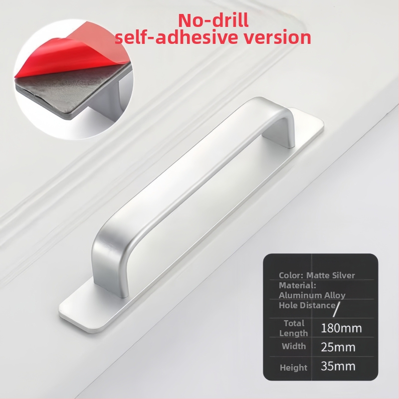 Samoljepljiva kvaka bez bušenja za klizna vrata | aluminijska zlitina • model 1305 • pogodna za klizna vrata, balkone, garderobe, ormariće, TV ormariće • završna obrada oksidacija • stil moderni minimalistički