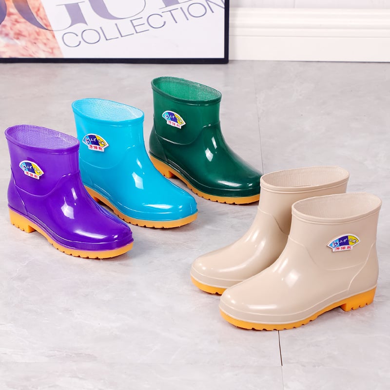 Ženske kratke kiše čizme, PU gornji dio, debeli potplat, niski pet 1-3 cm, jednobojni uzorak