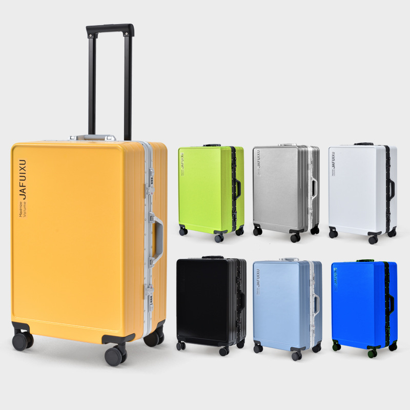 Унисекс твърд куфар с алуминиева рамка, PC корпус и универсални колела, капацитет 56–75 л, с ключалка