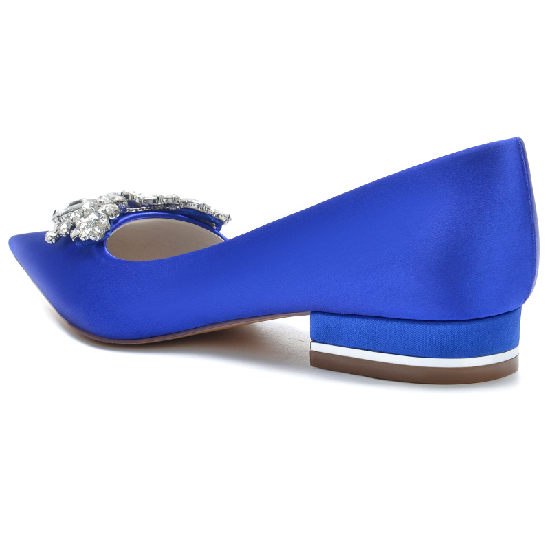 Vjenčane cipele s uskim nosom, satenski gornji dio, niski potpetica ispod 3 cm, PU ulošak, gumeni đon