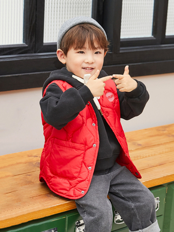 Παιδικό γιλέκο από πούπουλα, κορεατικού στυλ, με γέμισμα από λευκό πούπουλο πάπιας, καρτούν μοτίβο, για παιδιά 3–8 ετών