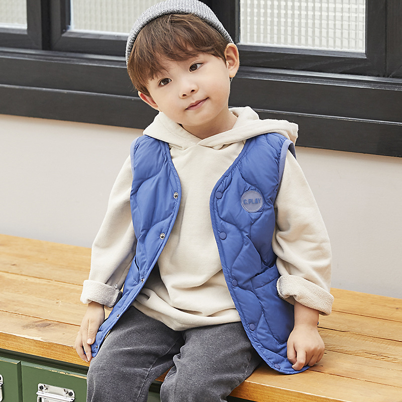 Παιδικό γιλέκο από πούπουλα, κορεατικού στυλ, με γέμισμα από λευκό πούπουλο πάπιας, καρτούν μοτίβο, για παιδιά 3–8 ετών