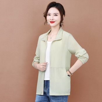 Ženska odjeća za zaštitu od sunca - ljeto 2025, pamuk-poliester, dugi rukavi, zip, tanki materijal