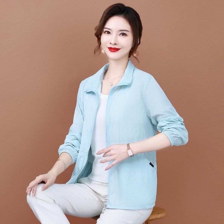 Ženska odjeća za zaštitu od sunca - ljeto 2025, pamuk-poliester, dugi rukavi, zip, tanki materijal