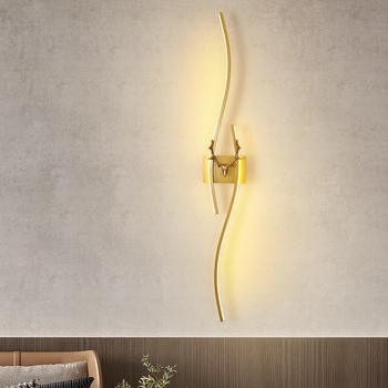 Φωτιστικό τοίχου LED με σχέδιο κέρατος ελαφιού, μοντέρνο μινιμαλιστικό στυλ, αλουμινένιο σκίαστρο, μεταλλικό σώμα, 220V